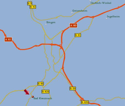 Übersicht Karte FeWo-Neumayr Ferienwohnung Neumayr Bad Kreuznach Brückenhäuser Saline Salinen